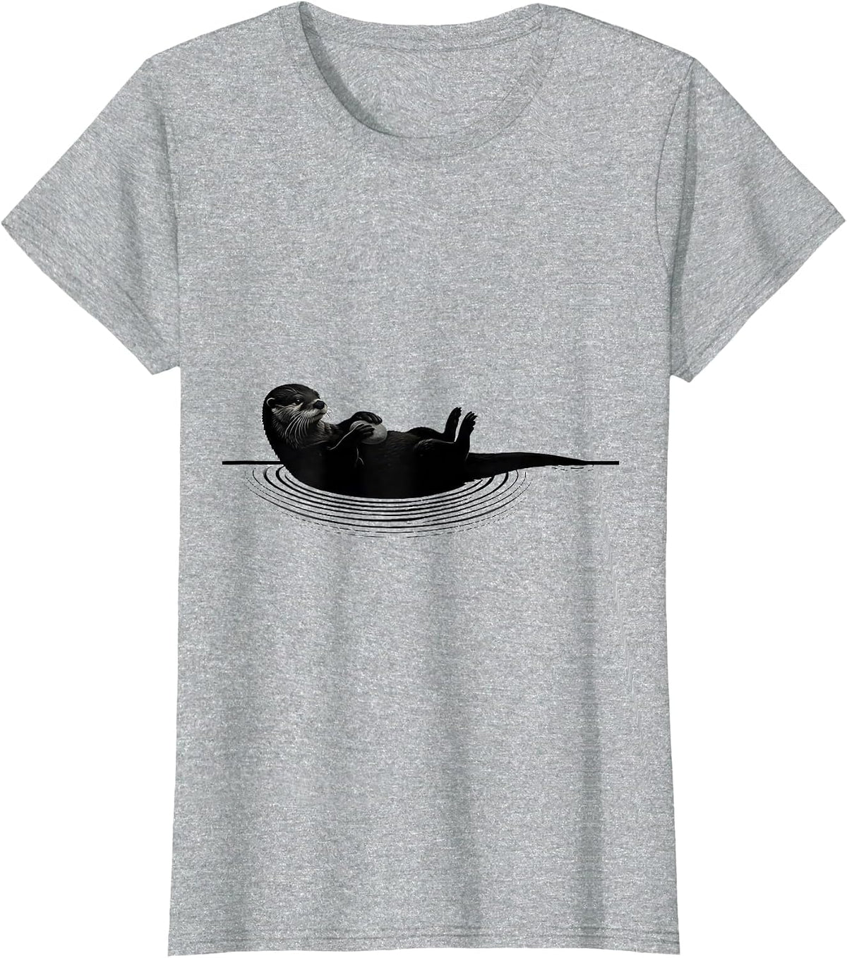Otter Silhouette Funny Sea Animal Lover Gift T-Shirt - Heather Grey