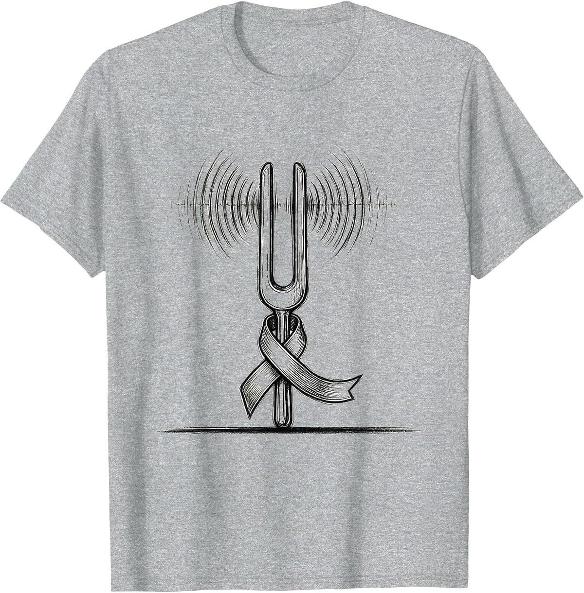 Men's PD Awareness Warrior Tuning Fork Line Art T-Shirt - Heather Grey