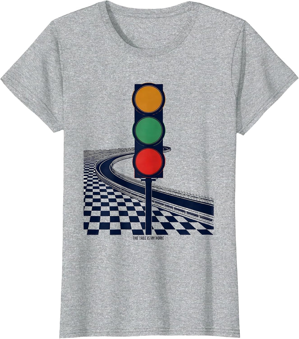 The Tree Is My Home Patriotic Checkered Flag Racing Fan T-Shirt - Heather Grey