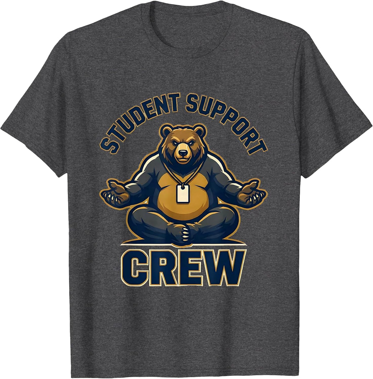Men's Student Support Crew Groovy Retro School Counselor T-Shirt - Dark Heather Grey