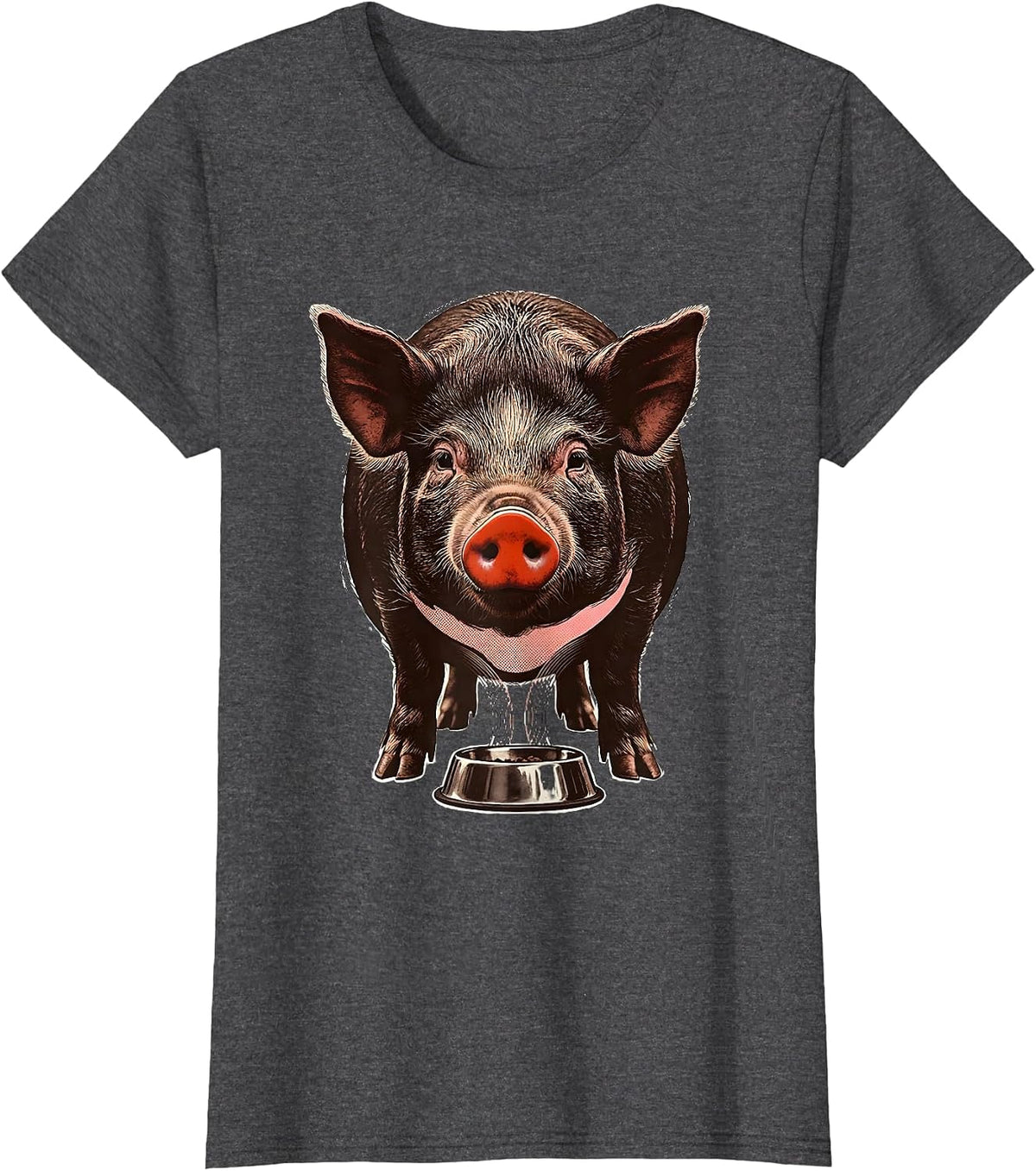 Women's Pet Pig Screenprint Poster Cavy Lover Gift T-Shirt - Dark Heather Grey