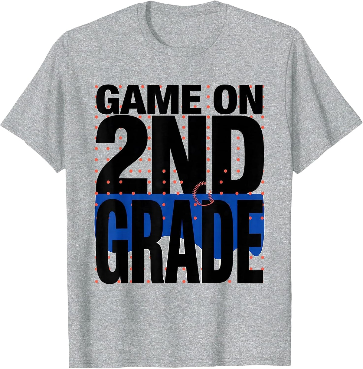 Men's Game On 2nd Grade Back To School Baseball Drip Ice Cream T-Shirt - Heather Grey