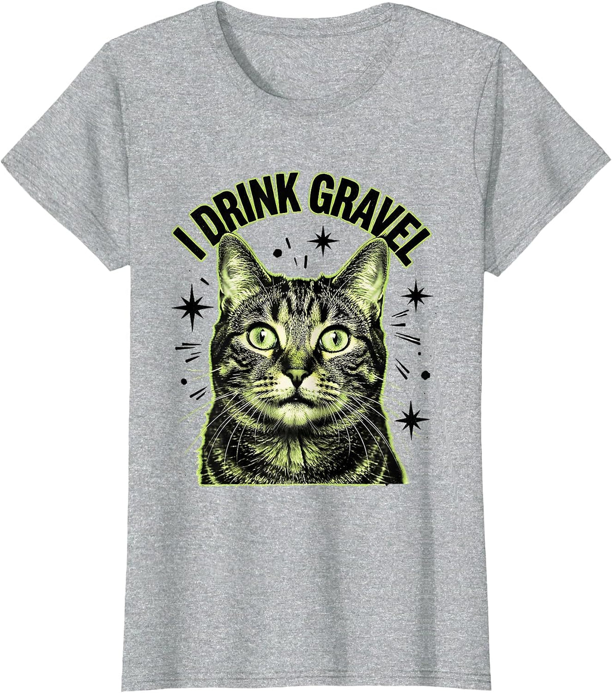 I Drink Gravel Funny Cat Meme Bootleg Graphic Humor T-Shirt - Heather Grey