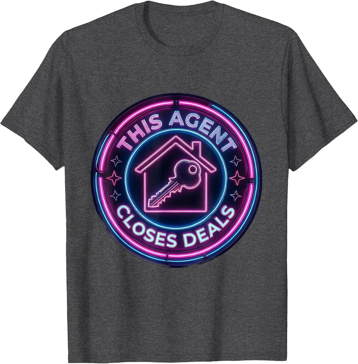 This Agent Closes Deals Bold Real Estate Badge T-Shirt - Dark Heather Grey