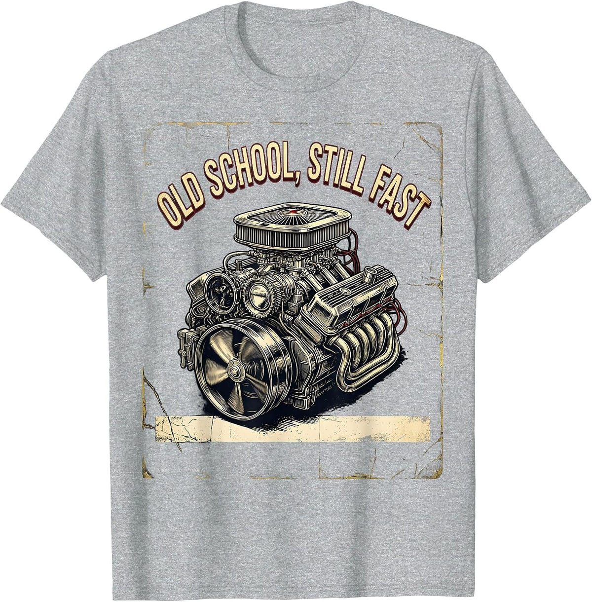 Men's Old School Still Fast Distressed Vintage Muscle Car Racing T-Shirt - Heather Grey