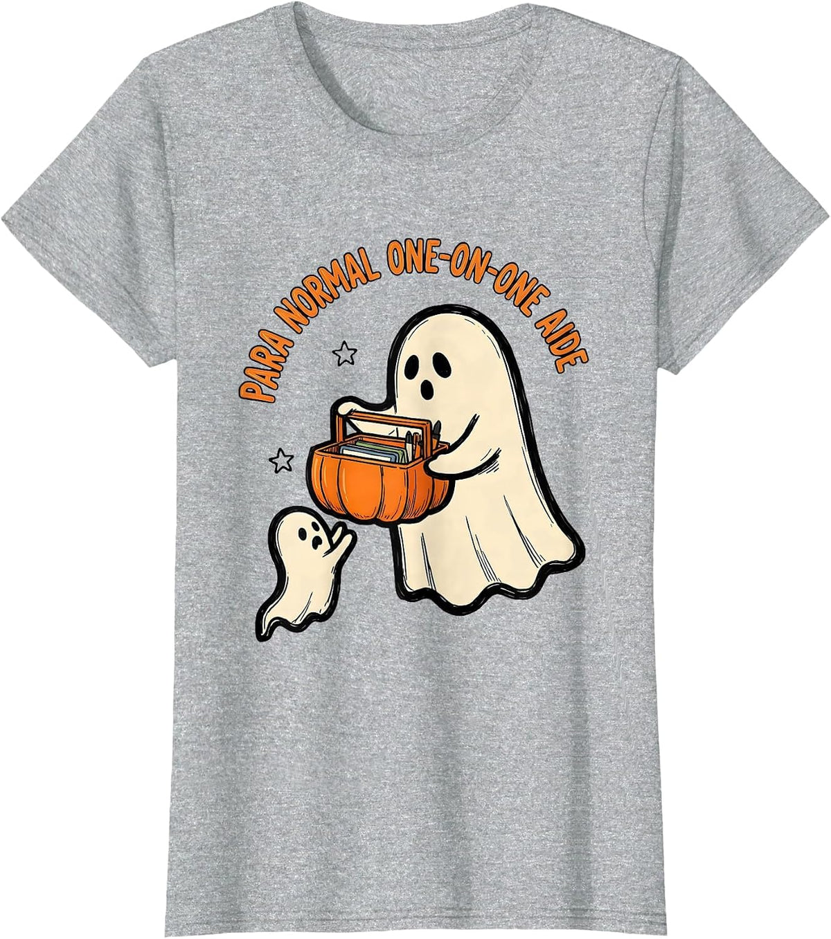 Para Normal One-on-One Aide Ghost Sped Teacher Halloween T-Shirt - Heather Grey