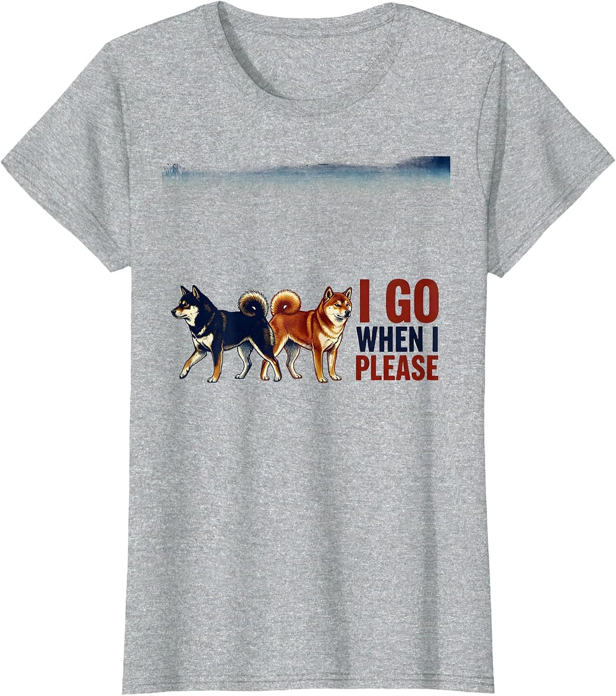 I Go When I Please Ukiyo-e Shiba Inu Dog Lover Gift T-Shirt - Heather Grey