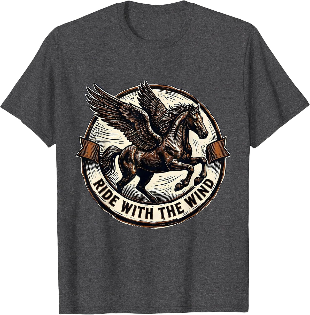 Ride With The Wind Godspeed Biker Design T-Shirt - Dark Heather Grey
