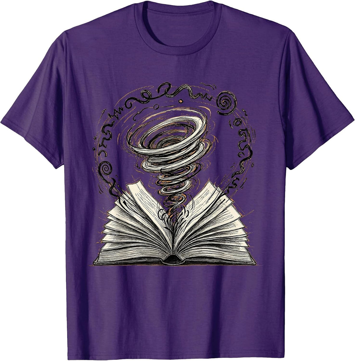 Men's Dyslexia Awareness Open Book Swirling Letters T-Shirt - Purple