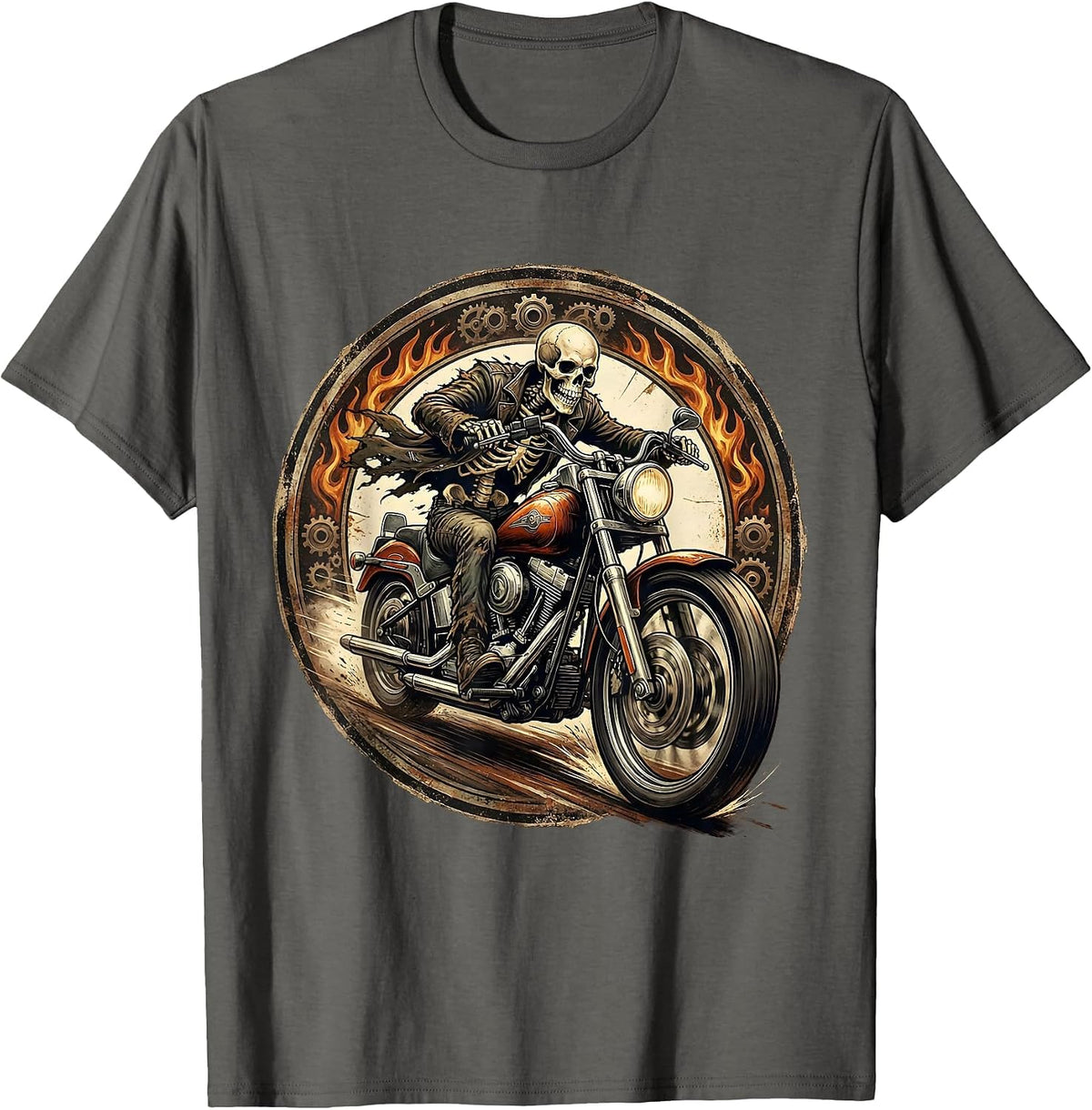Men's Never Better Skeleton Motorcycle Rider Graphic T-Shirt - Asphalt Grey