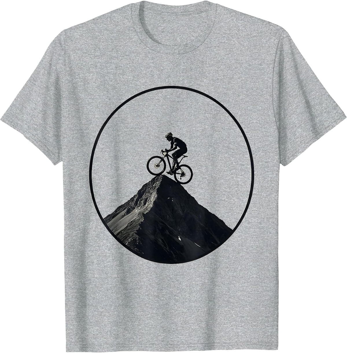 Men's Cyclist Conquering Mountain Summit Graphic T-Shirt - Heather Grey