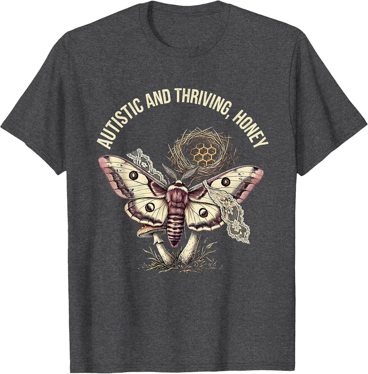 Men's Autistic and Thriving Honey Autism Awareness Design T-Shirt - Dark Heather Grey