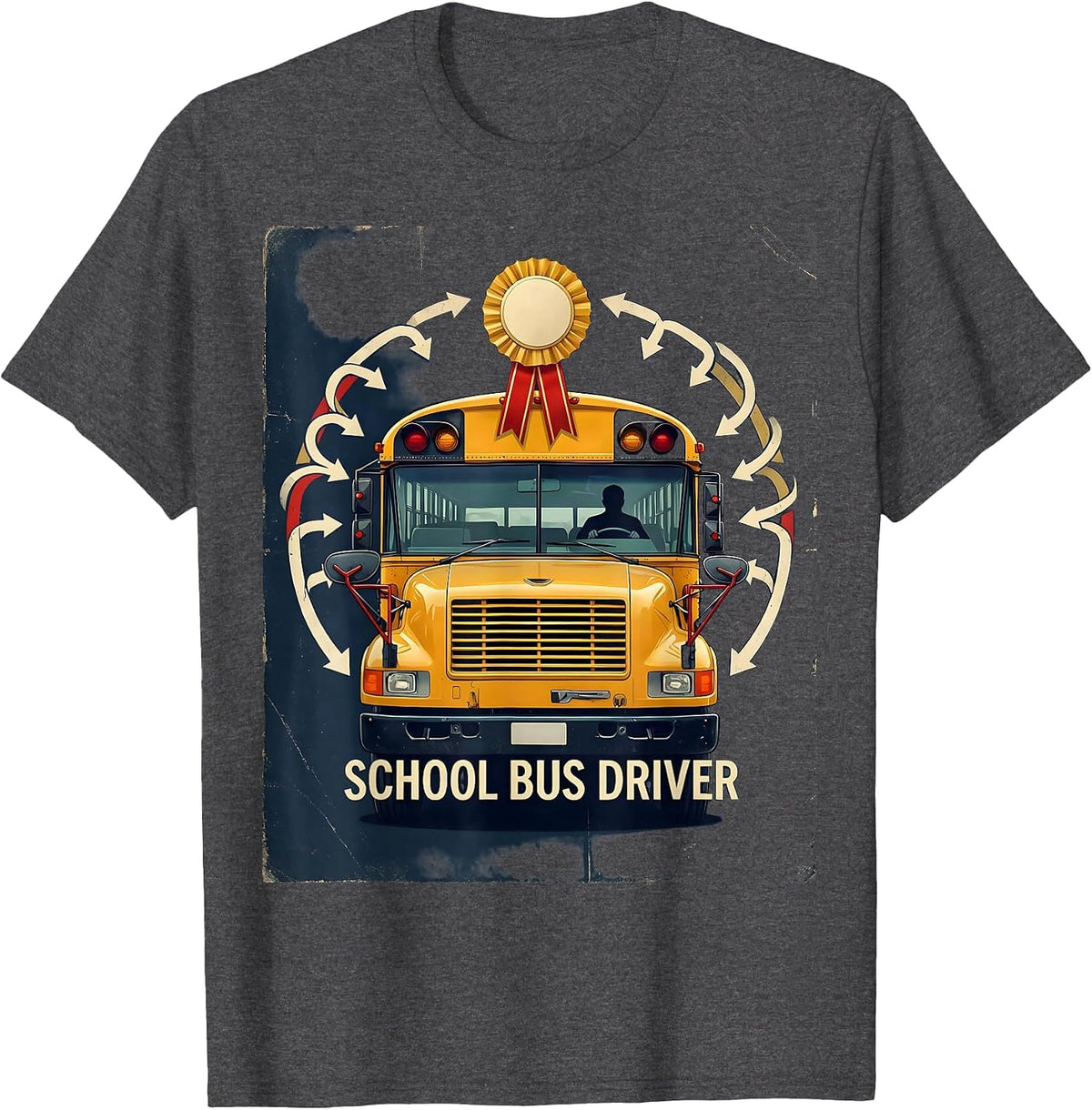 Men's Vintage School Bus Driver Funny Transportation Squad T-Shirt - Dark Heather Grey