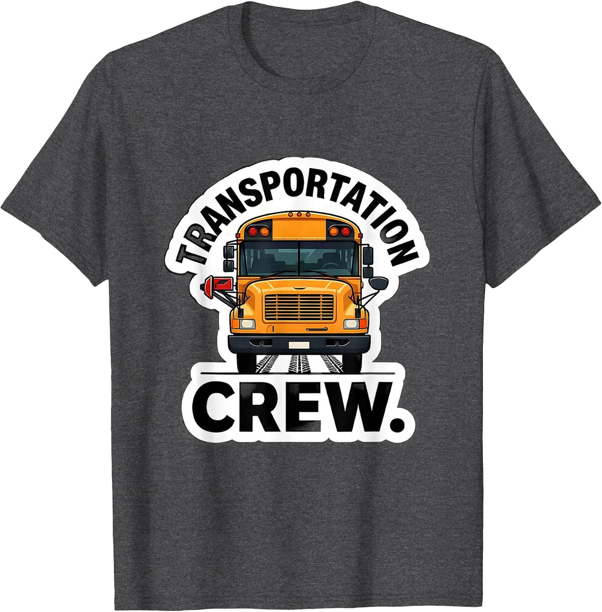 Men's Transportation Crew School Bus Driver Route Work T-Shirt - Dark Heather Grey