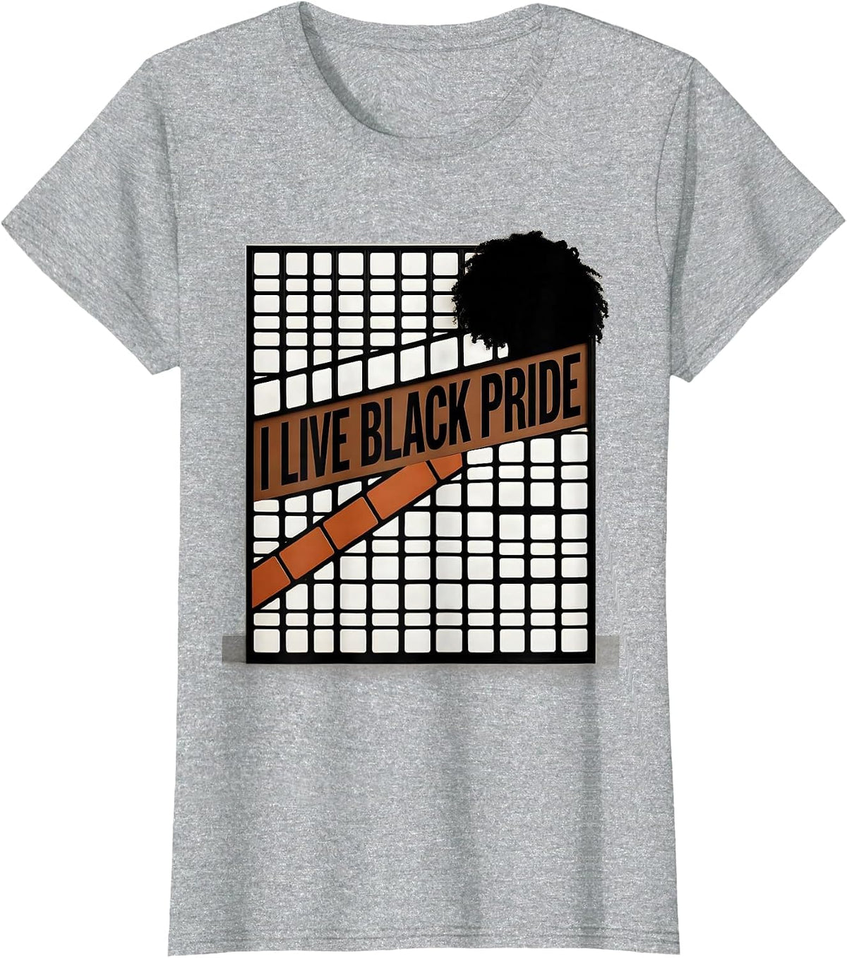 I Live Black Pride New Wave Typography Identity Statement T-Shirt - Heather Grey