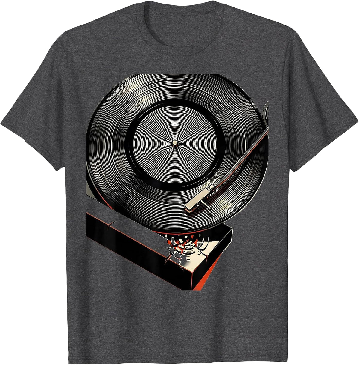 Vinyl Record Turntable DJ Music Lover Hobby Pride T-Shirt - Dark Heather Grey