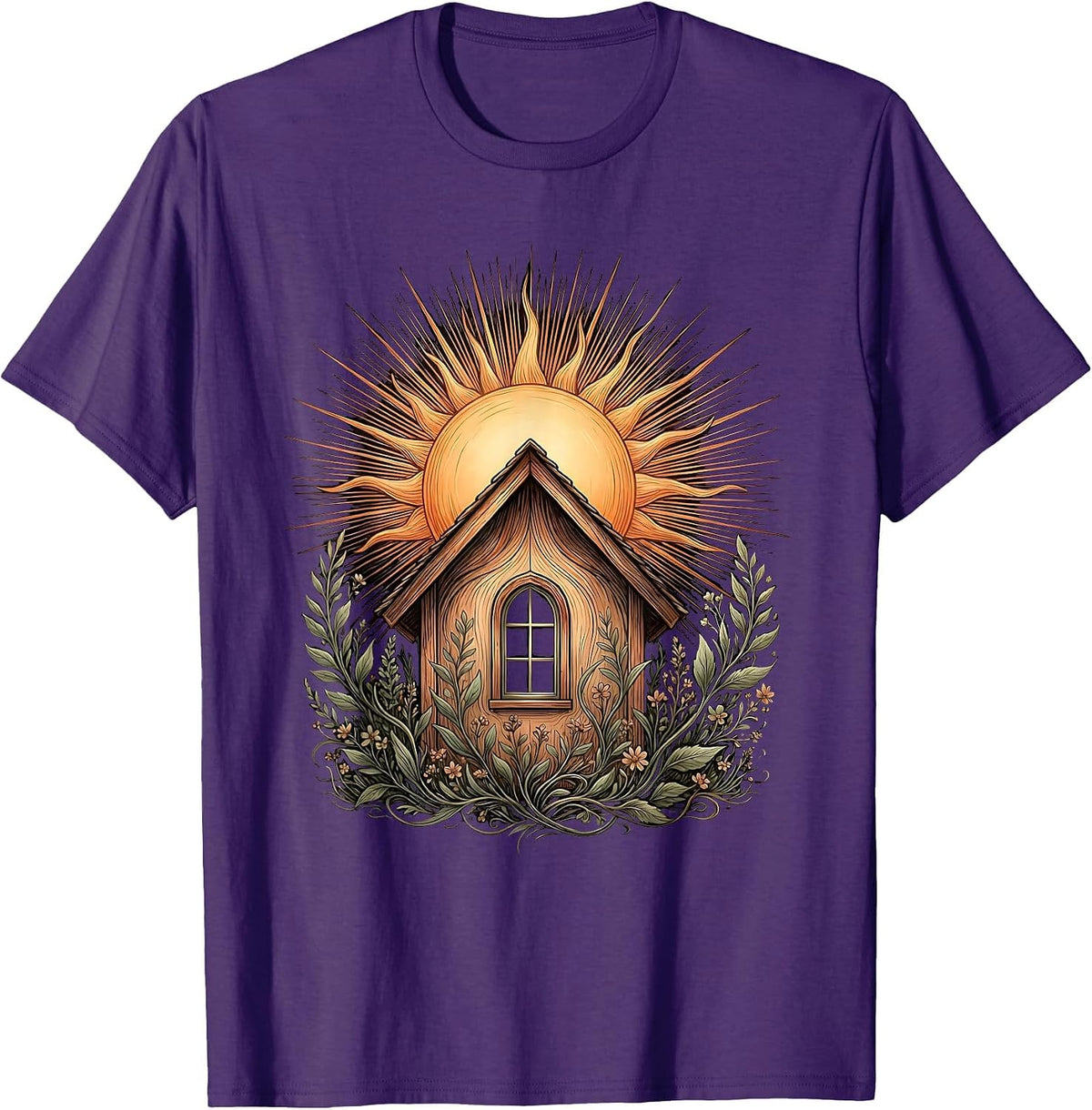 Special Education Teacher Schoolhouse Sunrise Design T-Shirt - Purple