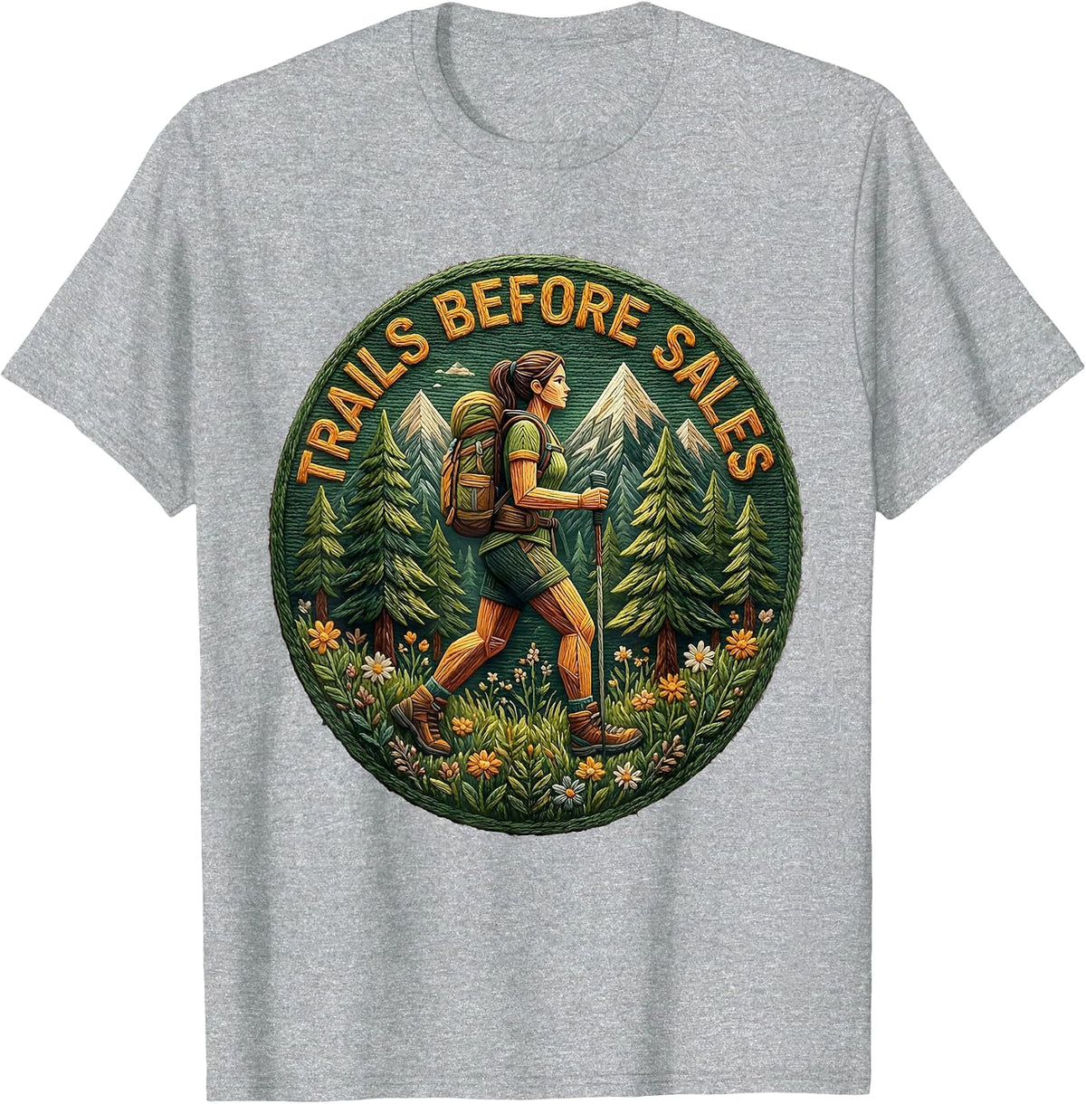 Men's Trails Before Sales Camping Outdoors Design T-Shirt - Heather Grey