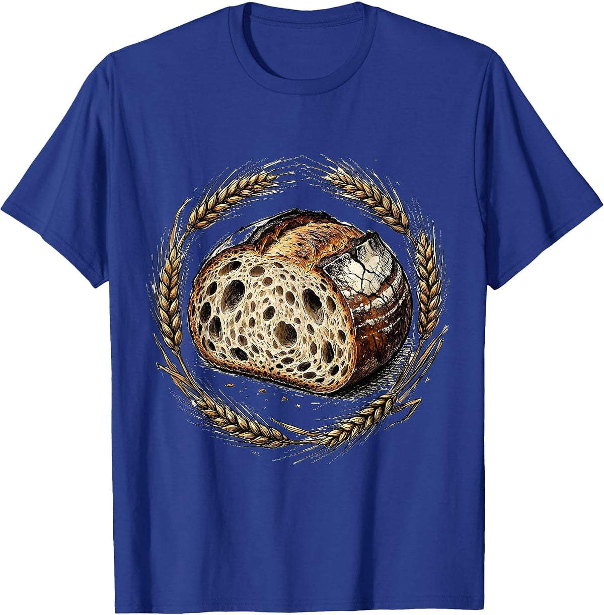 Sourdough Era Open Crumb Loaf Illustration T-Shirt - Royal Blue