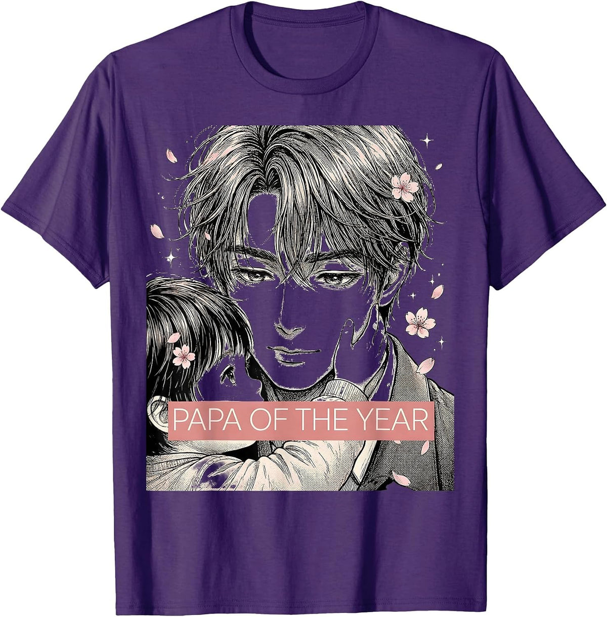 Men's Papa of the Year Proud Dad Graphic Design T-Shirt - Purple