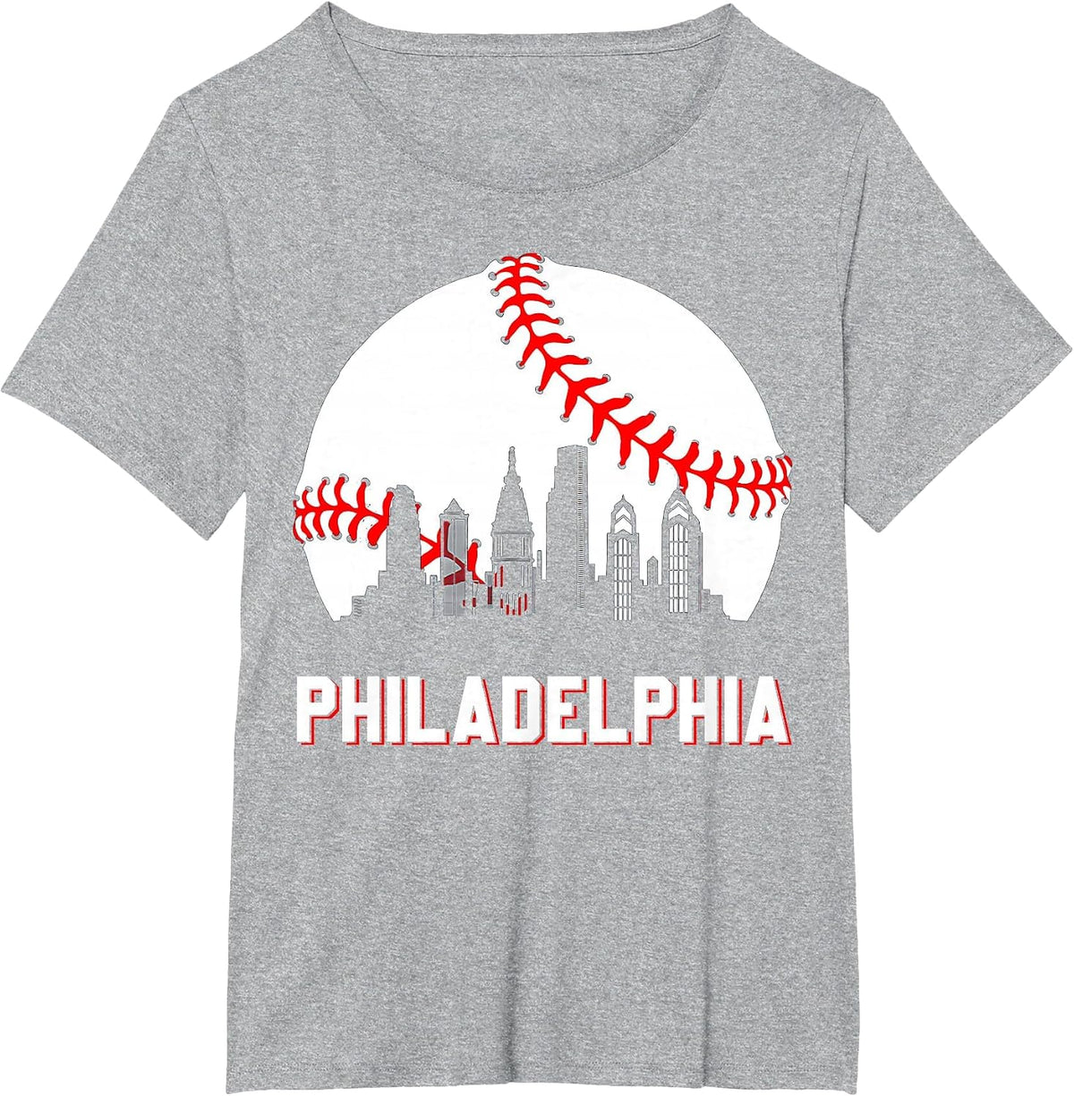 Vintage Distressed Philly Baseball Lovers T-Shirt - Heather Grey