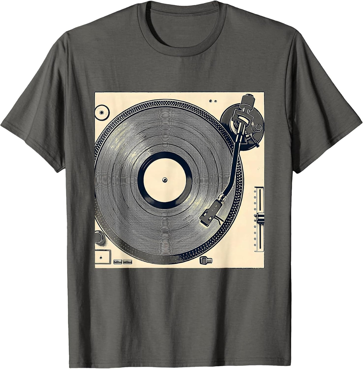 Vinyl Turntable Deck Record Collector Enthusiast Pride T-Shirt - Asphalt Grey