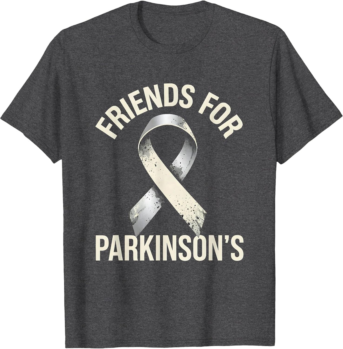 Men's Friends For Parkinson's Support Squad Silver Grey Ribbon T-Shirt - Dark Heather Grey