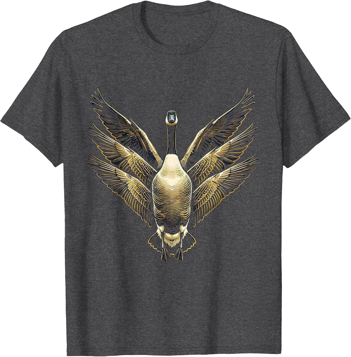Men's Geese Flying V-Formation Wildlife Nature Design T-Shirt - Dark Heather Grey