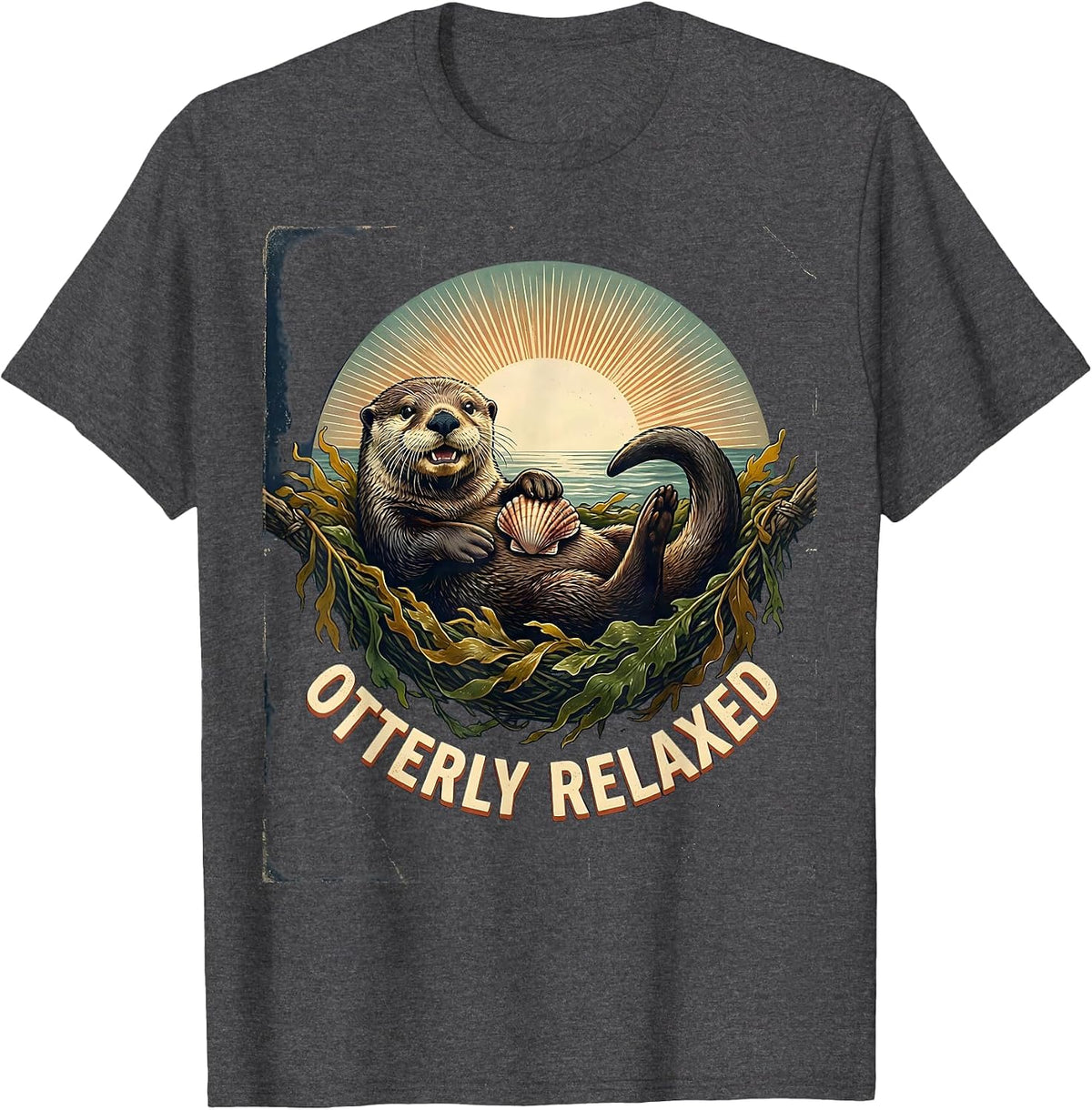 Otterly Relaxed Vintage Cute Otter Lover Humor Sea Animal T-Shirt - Dark Heather Grey