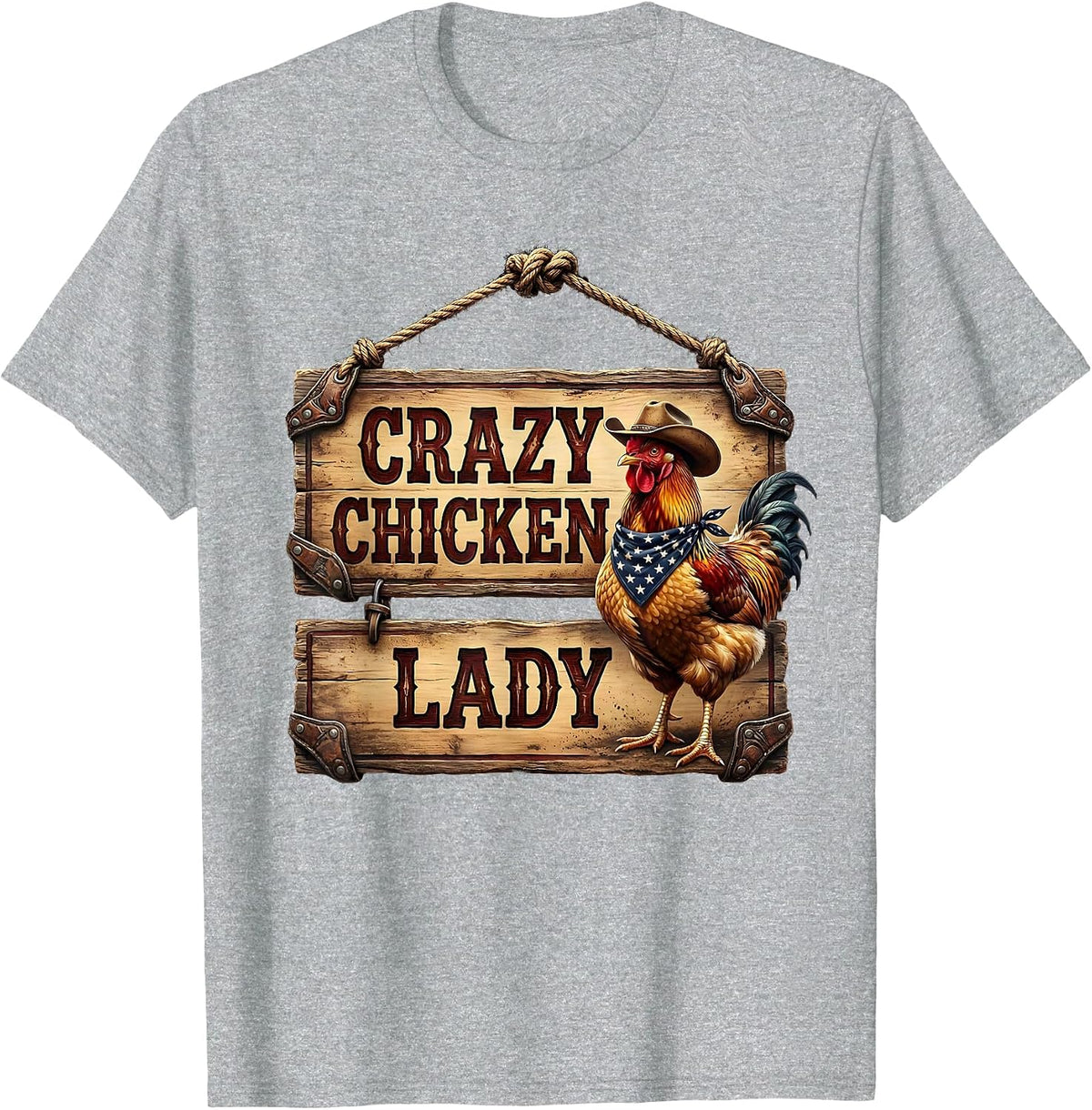 Men's Crazy Chicken Lady Funny Hen Lover Design T-Shirt - Heather Grey