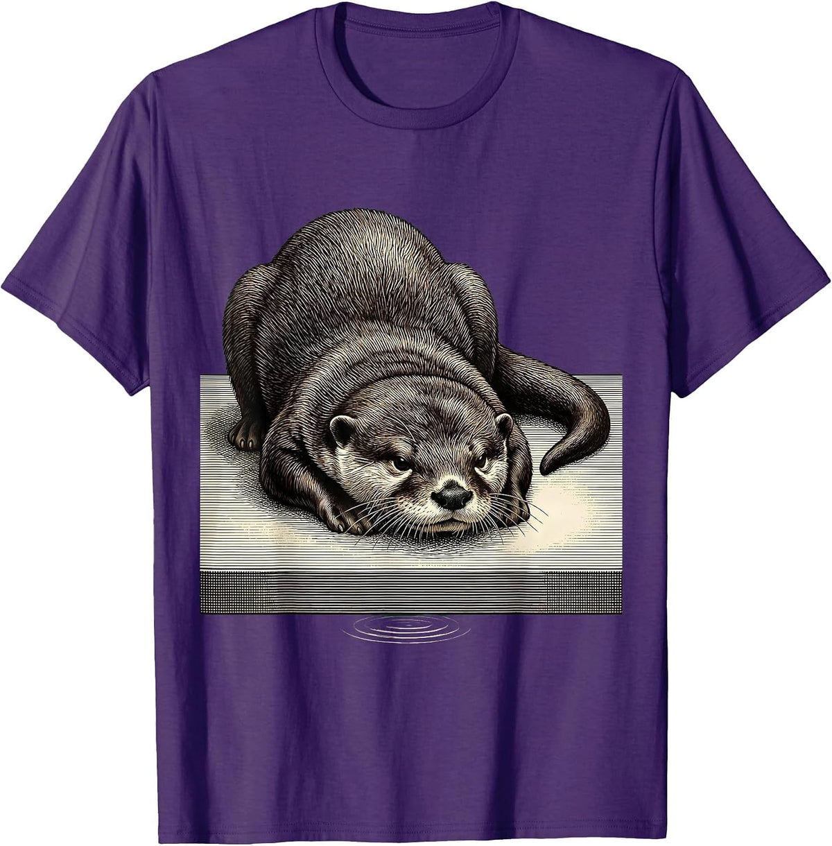 Men's Otter Slumped Crosshatch Funny Otter Lover Gift T-Shirt - Purple