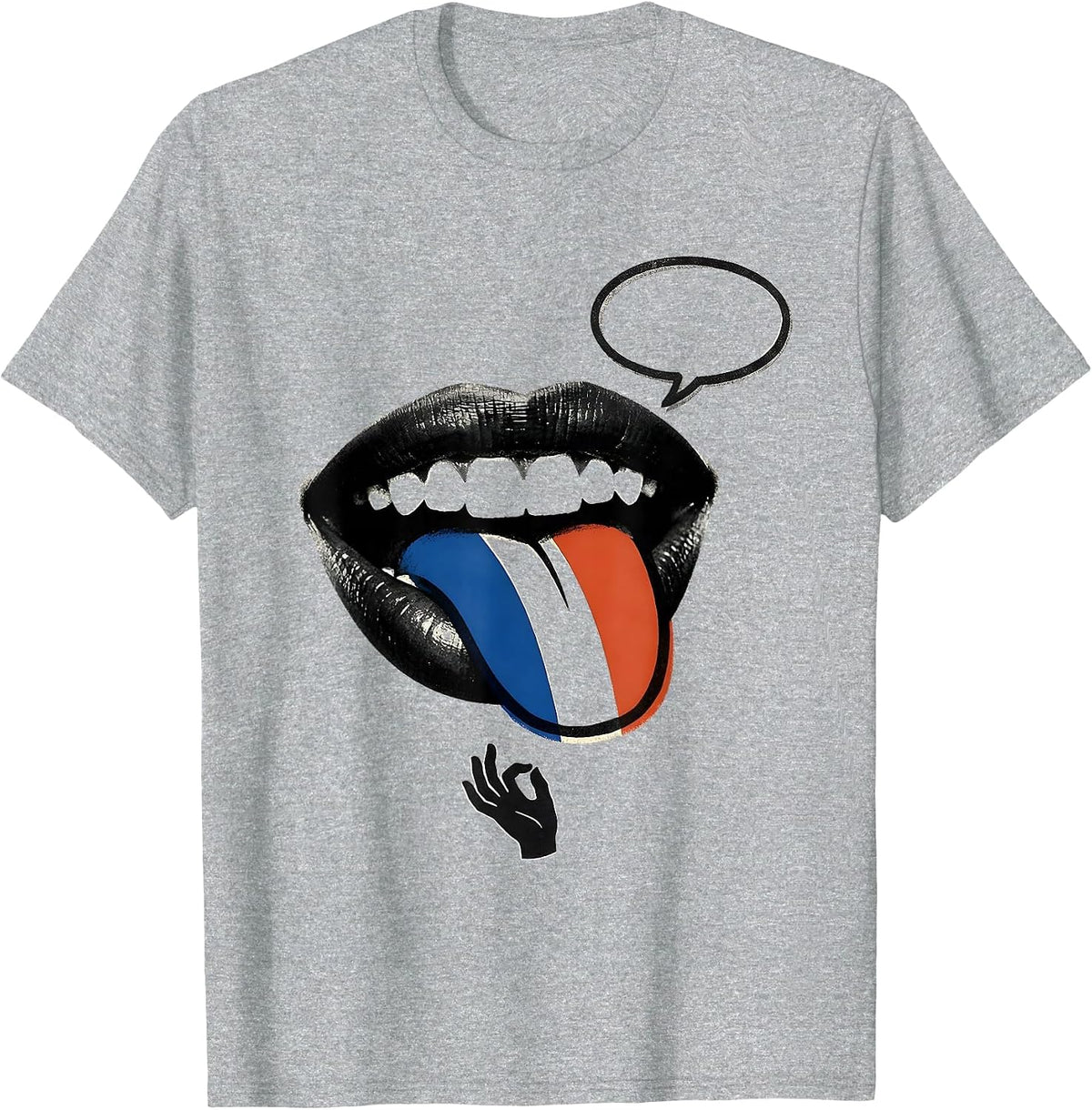 Men's French Flag Francophile Humor Screenprint Poster T-Shirt - Heather Grey