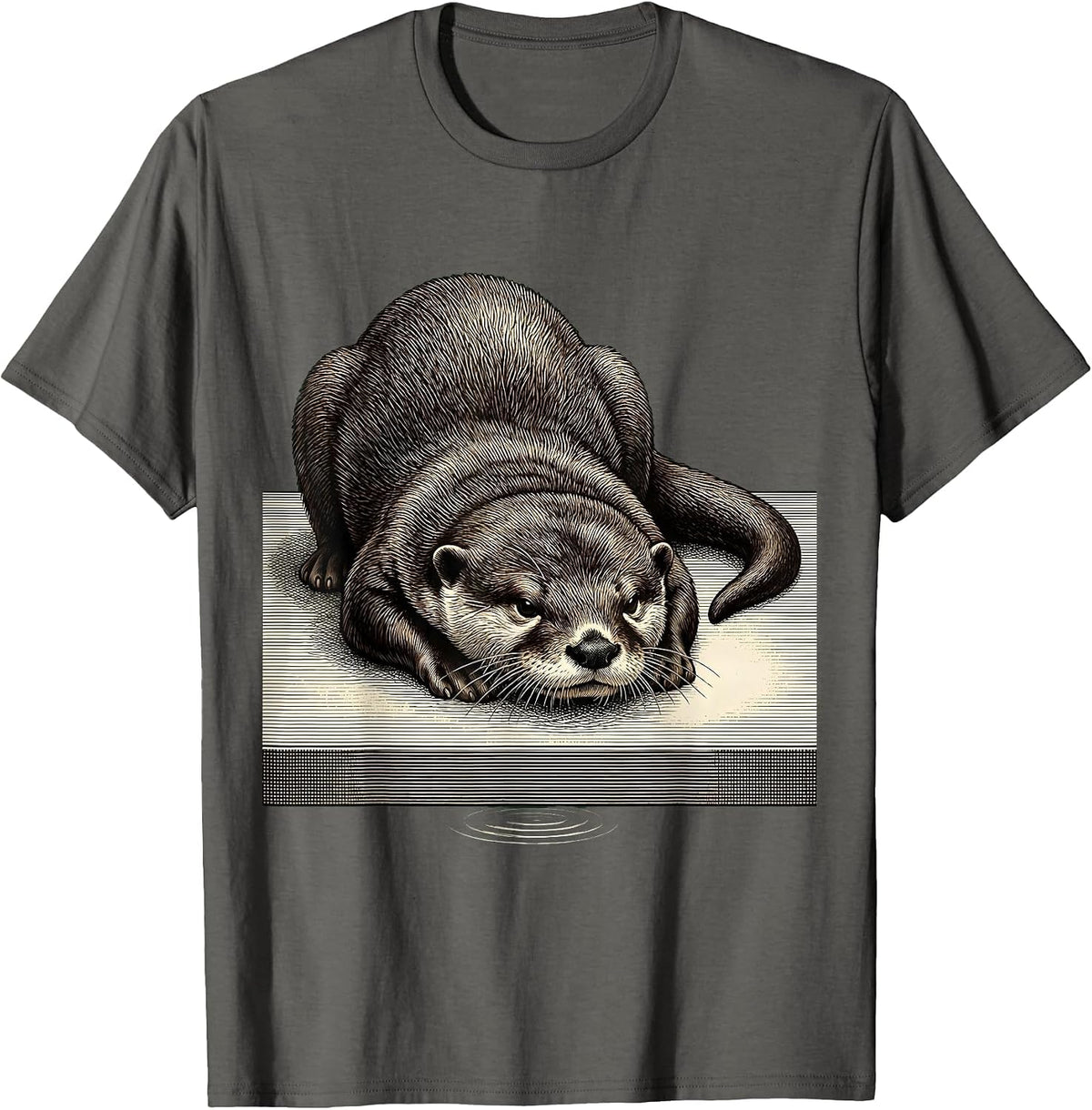 Men's Otter Slumped Crosshatch Funny Otter Lover Gift T-Shirt - Asphalt Grey