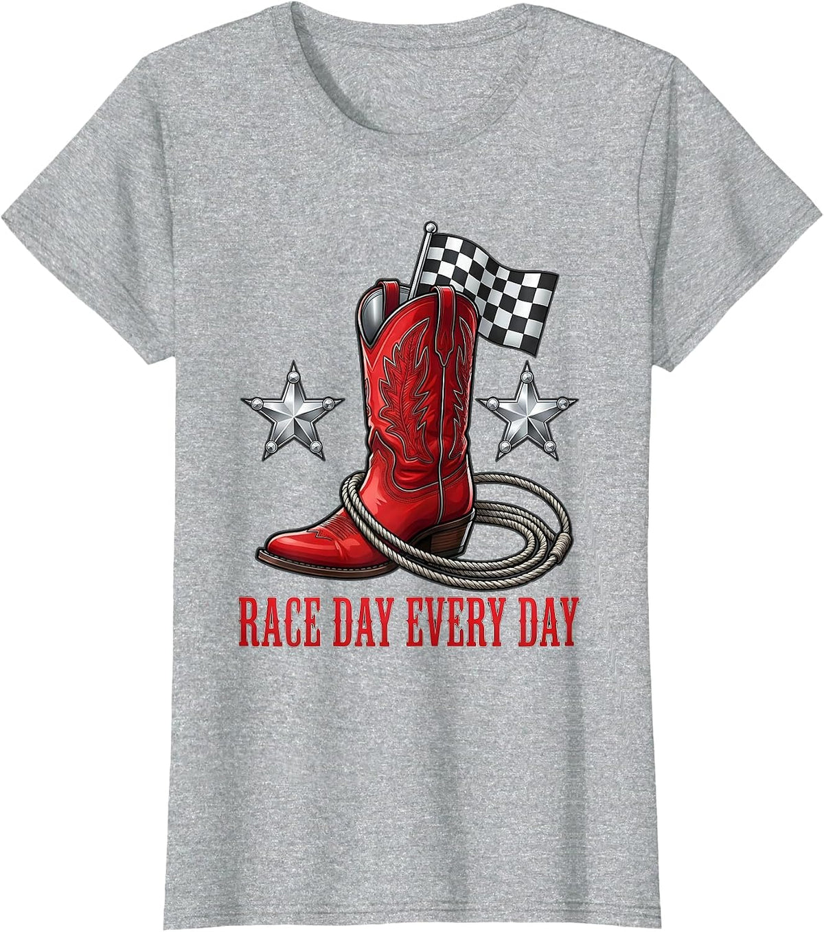Women's Race Day Every Day Racing Lifestyle Design T-Shirt - Heather Grey