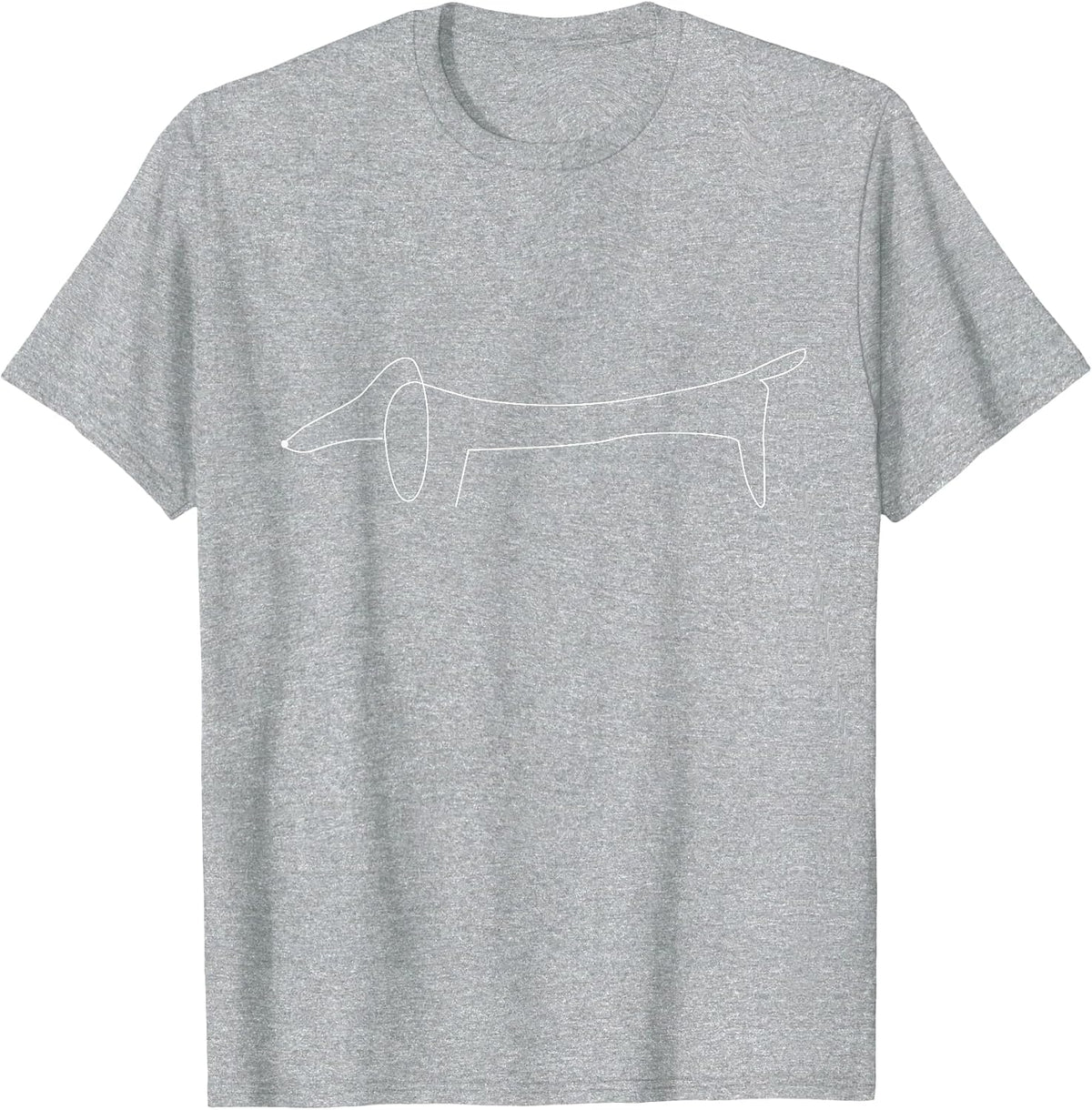 Funny Dog Design with A Line Art Painted Dachshund T-Shirt - Heather Grey