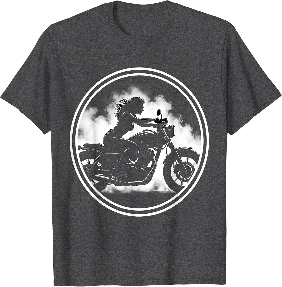 Night Rider Motorcycle Rev Graphic Tee T-Shirt - Dark Heather Grey