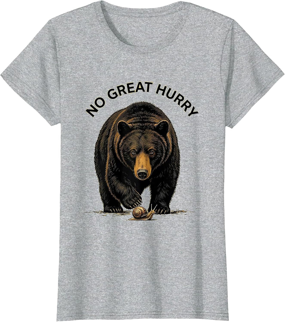 No Great Hurry Funny Bear Wildlife Retro Animal Lover T-Shirt - Heather Grey