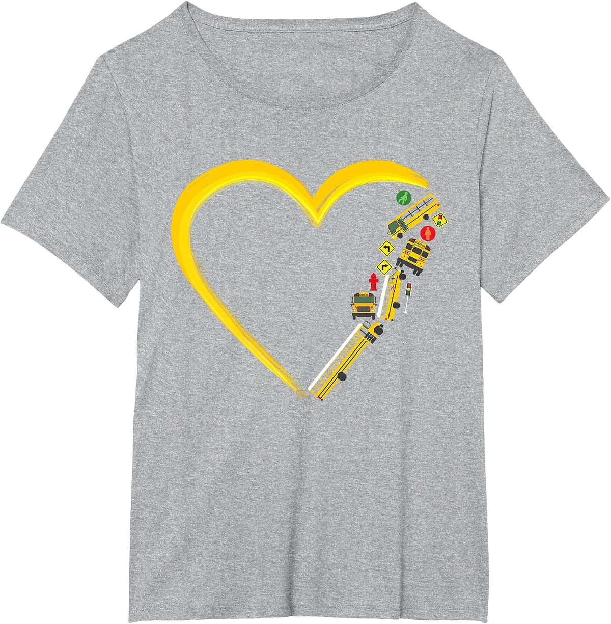 School Bus Driver Heart T-Shirt - Heather Grey