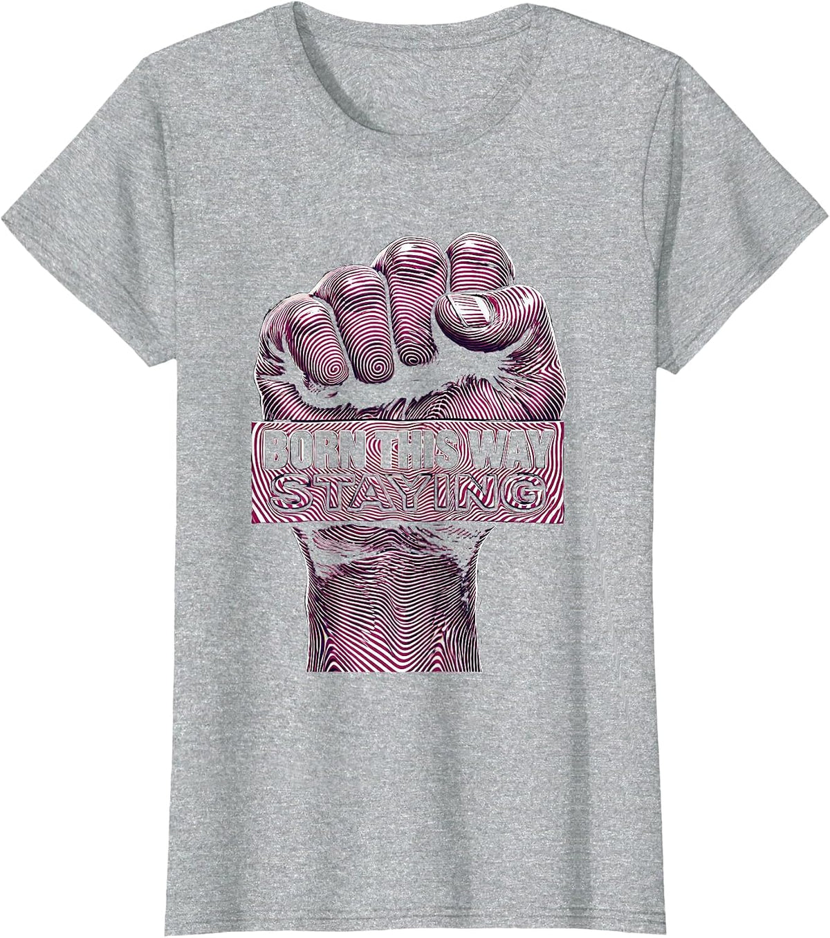 Women's Born This Way Staying Pride Flag Design T-Shirt - Heather Grey