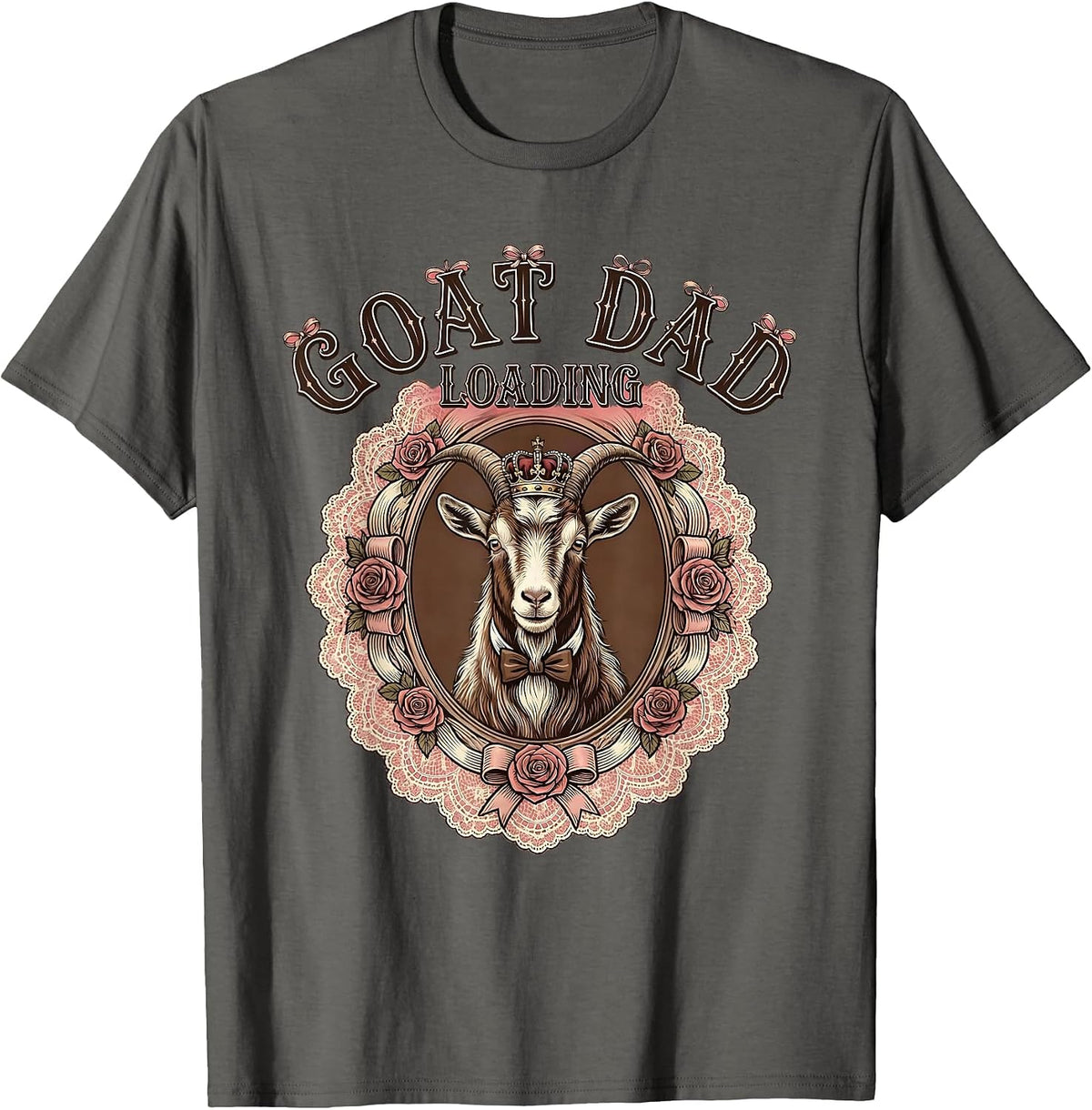Men's Goat Dad Loading Funny Goat Parent Design T-Shirt - Asphalt Grey