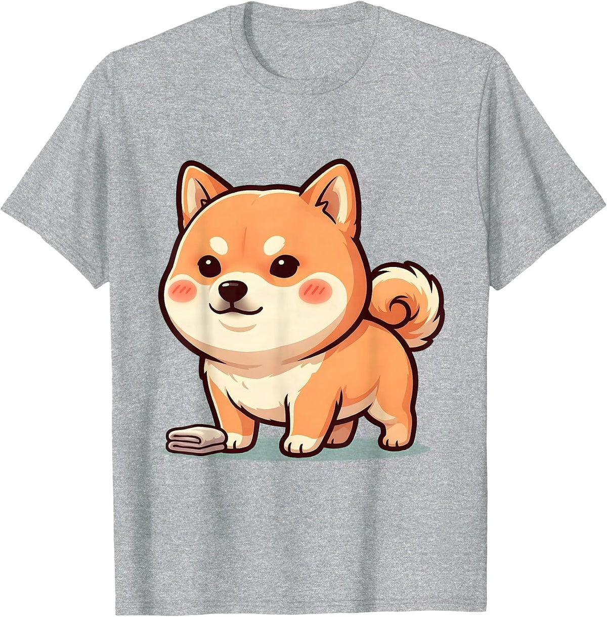 Men's Oversized Kawaii Shiba Inu Dog Lover Cute Humor T-Shirt - Heather Grey