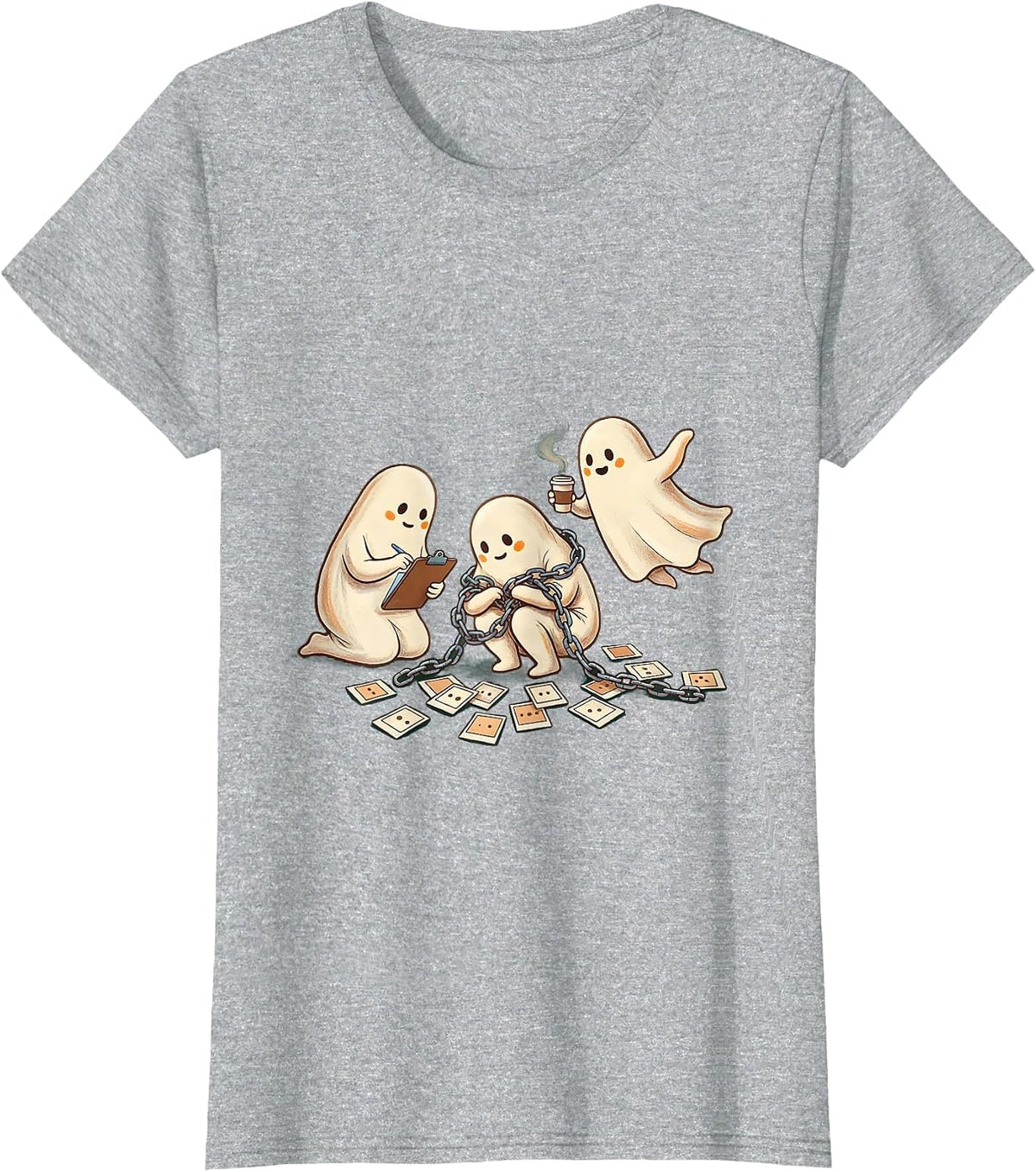Friendly Ghosts SPED Para Halloween Teacher Aide Humor T-Shirt - Heather Grey