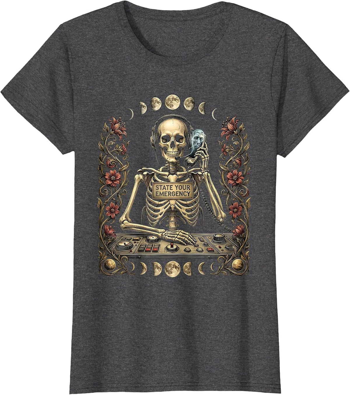 Women's State Your Emergency Halloween Dispatcher Emergency Services T-Shirt - Dark Heather Grey
