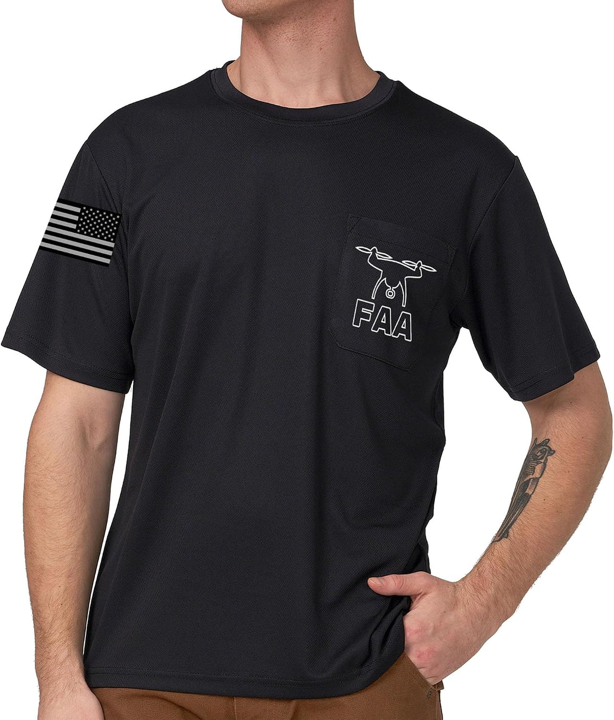 A-SAFETY Hi-Vis Reflective Shirt for Men -Long Sleeve Construction Work T-Shirt, Safety Apparel Sizes XS-6XL - Black-dp
