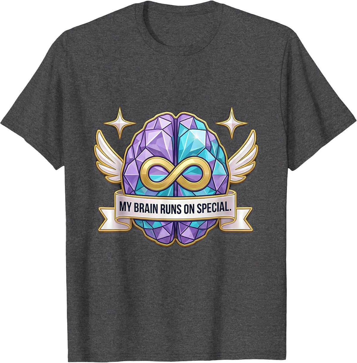 My Brain Runs On Special Autism Awareness Design T-Shirt - Dark Heather Grey