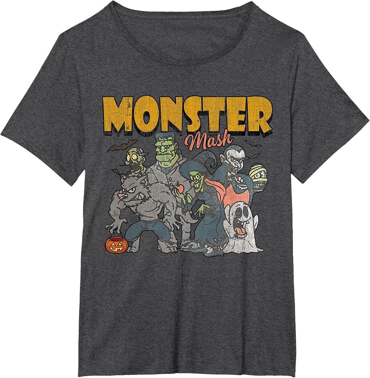 Monster Mash Vintage Ghost Halloween Funny T-Shirt Tees for Men Women - Dark Heather Grey