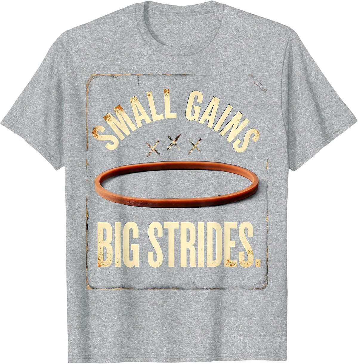 Men's Small Gains Big Strides Vintage Physical Therapy PT Humor T-Shirt - Heather Grey