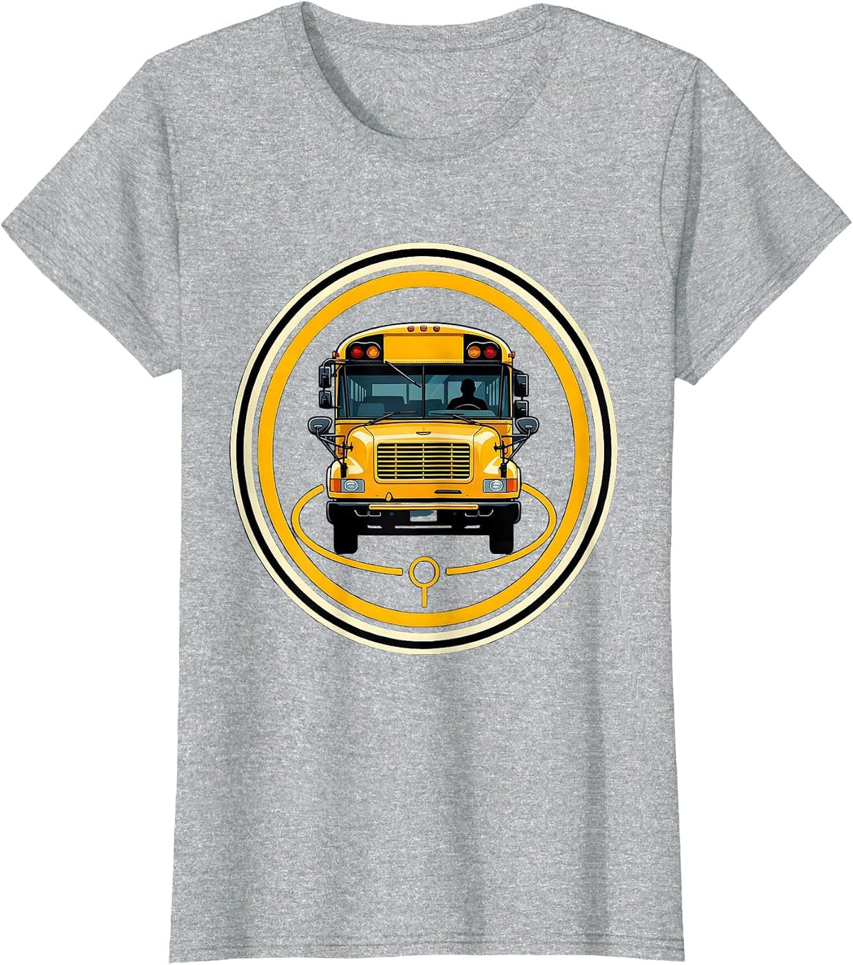 School Bus Driver Emblem Novelty Costume T-Shirt - Heather Grey