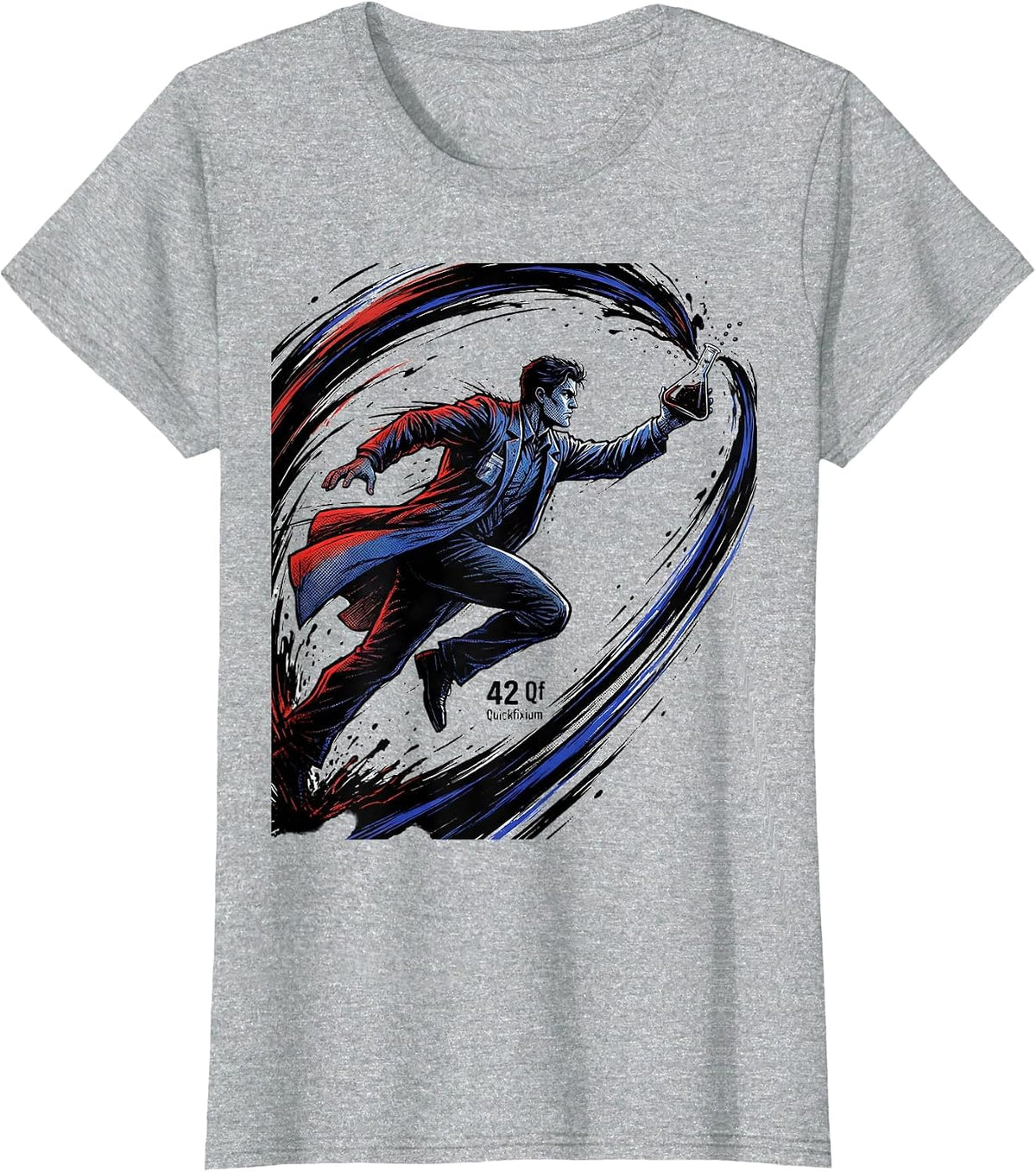 42 Qf Quickfixium Comic Book Chemistry Nerd Gift T-Shirt - Heather Grey