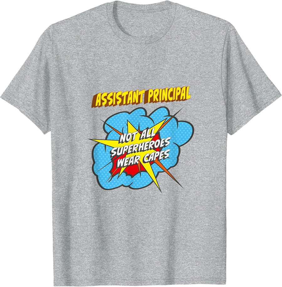 Assistant Principal Funny Superhero Job T-Shirt - Heather Grey